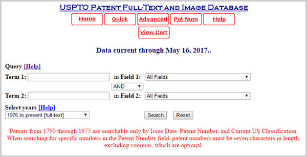 جستجوی اختراعات ثبت شده در آمریکا USPTO